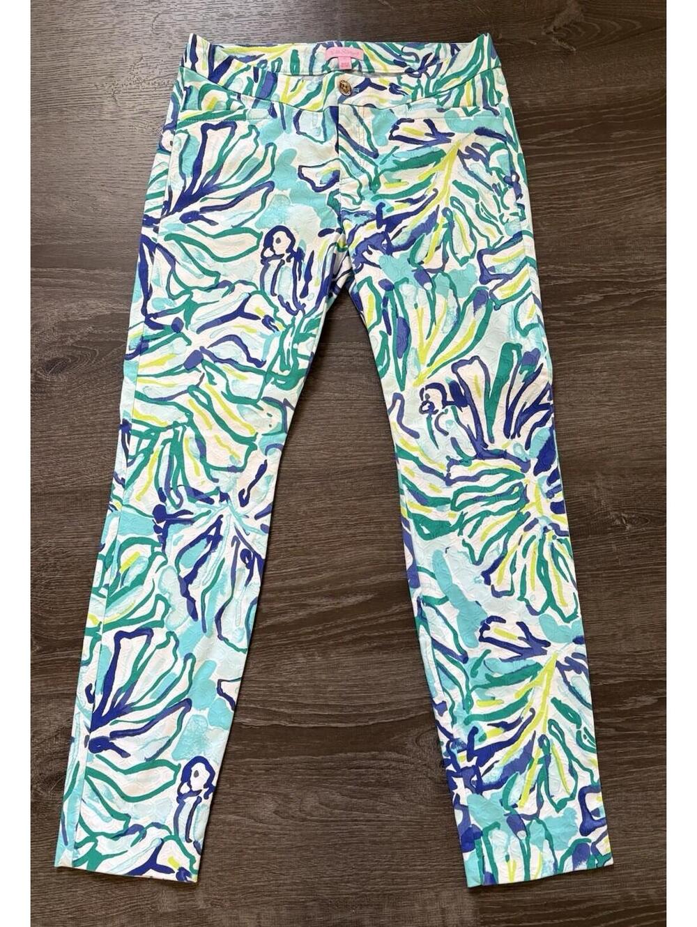 Lilly Pulitzer Kelly Skinny Ankle Pants Size 4 Achelle Pool Blue Stay Cool NWOT